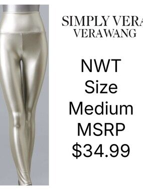 NWT Simply Vera Vera Wang High-Rise Faux Leather Shaping Leggings Size Medium